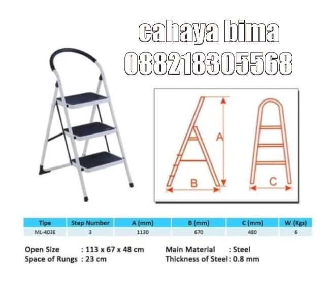Tangga Lipat Besi 3 Step Dalton ML-403E - Tangga Serbaguna Rumah