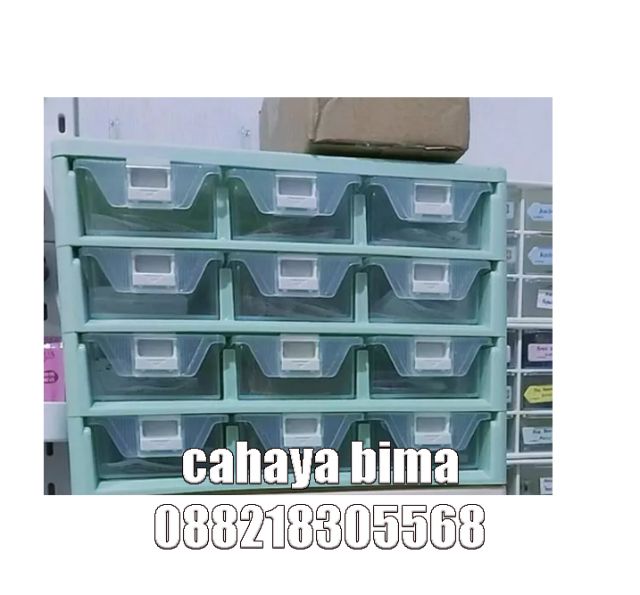 Green Leaf 7912 Kotak Serbaguna 12 Sekat 4 Susun – Laci Mini Container Praktis